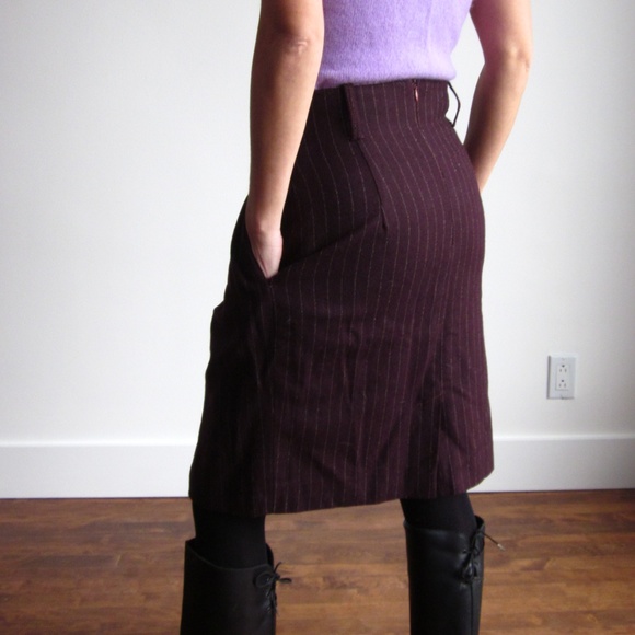 Bagatelle - Wool Burgundy Pencil Skirt - Picture 11 of 16